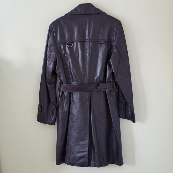 Vtg Cosa Nova Leather Trench Coat Men 36 Brown Belt Canada Quilted Remove Lining - Picture 2 of 16